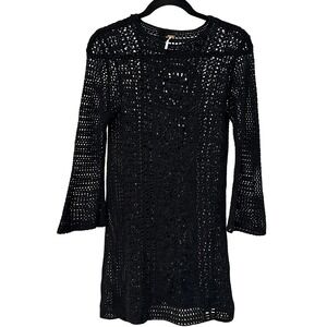 Free‎ People Rosalie Crochet Lagen Dress Black Boho Sz XS Statement  Piece#376